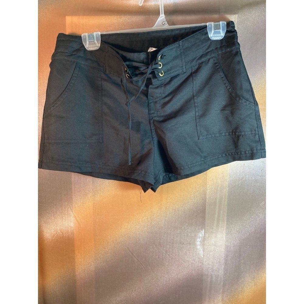 LA Blanca Women's Swim Shorts Low Rise Drawstring Waist Black Size S. 123